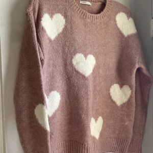 Staccato Blush Sweater with White Hearts